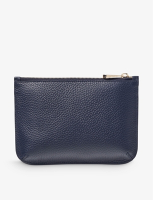 Aspinal Of London Womens Navy Ella Medium Logo-print Grained-leather Pouch In Navy