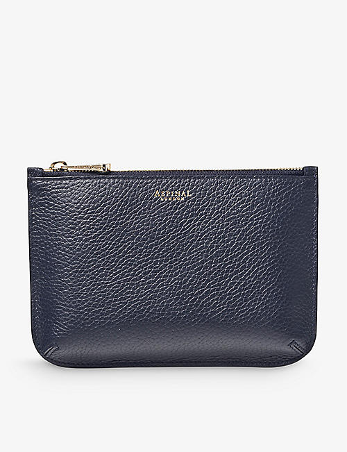 ASPINAL OF LONDON: Ella medium logo-print grained-leather pouch
