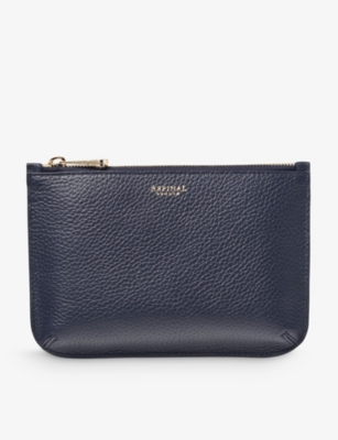 Aspinal Of London Mens Navy Ella Medium Logo-print Grained-leather Pouch