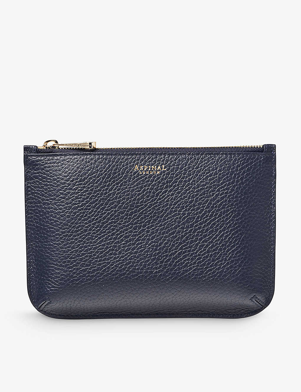 Aspinal Of London Mens Navy Ella Medium Logo-print Grained-leather Pouch