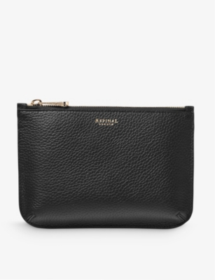 Aspinal Of London Mens Black Ella Medium Logo-print Grained-leather Pouch