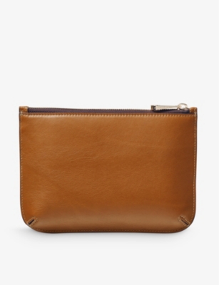 Aspinal Of London Mens Tan Ella Medium Logo-print Grained-leather Pouch In Tan