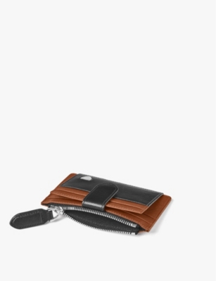 Aspinal Of London Black Logo-embossed Zipped Leather Coin And Card Holder In Black