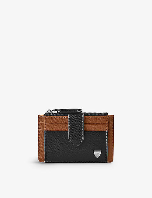 ASPINAL OF LONDON: Logo-embossed zipped leather coin and card holder