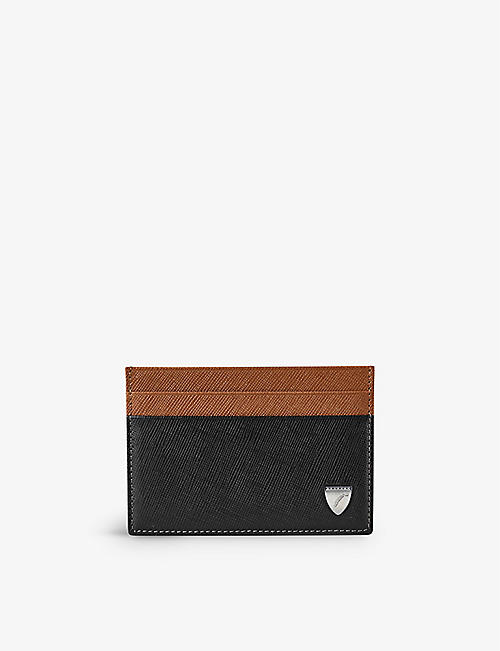 ASPINAL OF LONDON: Slim brand-plaque leather card holder