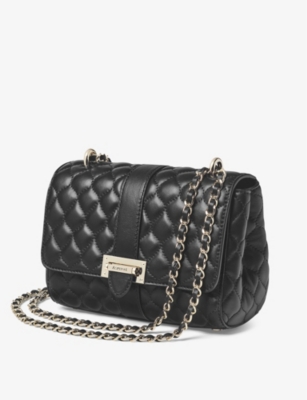 Shop Aspinal Of London Women's Black Lottie Branded-hardware Quilted Leather Shoulder Bag