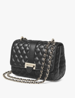 Aspinal Of London Womens Black Lottie Branded-hardware Quilted Leather Shoulder Bag In Black