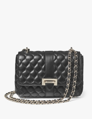 ASPINAL OF LONDON: Lottie branded-hardware quilted leather shoulder bag