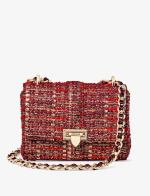 Aspinal Of London Lottie Metallic-tweed Leather Shoulder Bag In Cardinalred