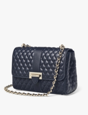 Aspinal Of London Womens Navy Lottie Branded-hardware Quilted Leather Shoulder Bag