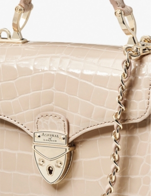 Aspinal Of London Womens Buttermilk Mayfair Patent-leather Top-handle Bag In Neutral