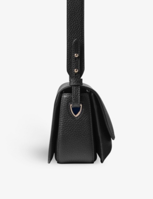 Shop Aspinal Of London Women's Black Ella Logo-embossed Leather Cross-body Bag