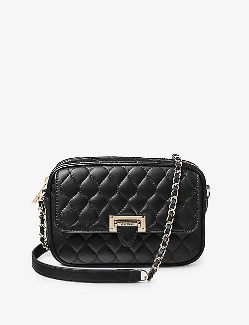 ASPINAL OF LONDON: Lottie logo-embossed quilted leather cross-body bag