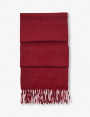 Aspinal Of London Womens Cardinalred Tasseled-edge Cashmere Scarf