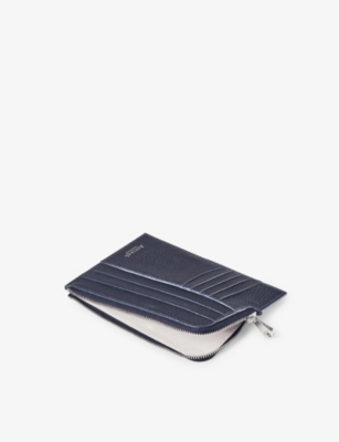 Aspinal Of London Navy Logo-embossed Zipped Travel Wallet 12cm In Navy