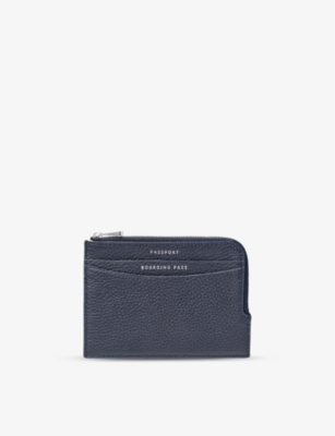 Shop Aspinal Of London Go-embossed Zipped Travel Wallet 12cm Navy