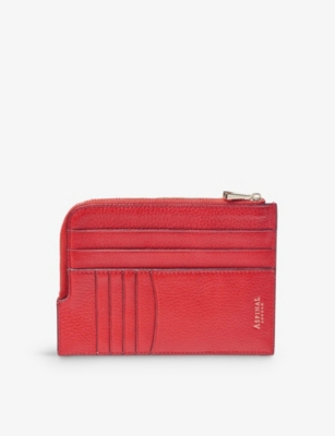 Aspinal Of London Womens Cardinalred Slimline Zip-fastened Pebble-leather Travel Wallet