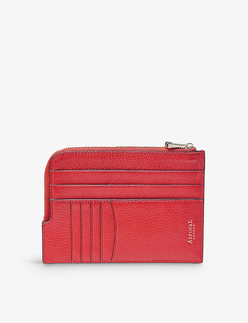 Aspinal Of London Womens Cardinalred Slimline Zip-fastened Pebble-leather Travel Wallet
