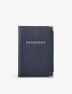 Aspinal Of London Navy Saffiano-leather Passport Cover