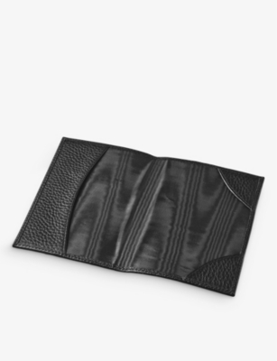 Shop Aspinal Of London Black Logo-embossed Grained-leather Passport Cover