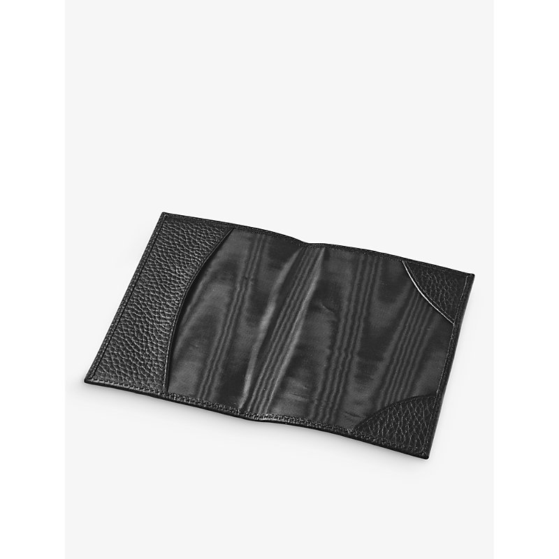 Shop Aspinal Of London Black Logo-embossed Grained-leather Passport Cover