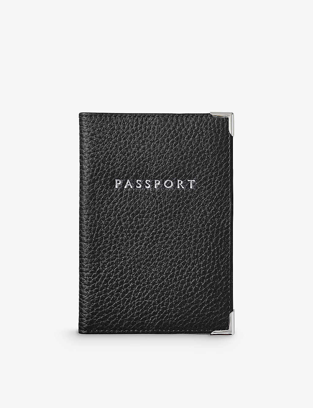 Aspinal Of London Black Logo-embossed Grained-leather Passport Cover