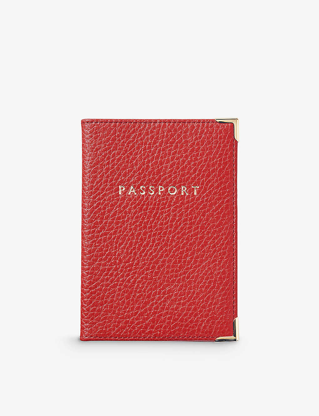 Aspinal Of London Cardinalred Logo-embossed Pebble-leather Passport Cover