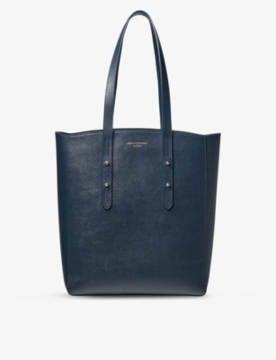 Aspinal Of London Navy Essential Logo-embossed Leather Tote Bag