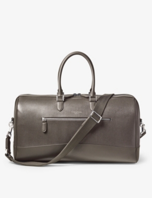 Aspinal Of London Charcoal City Full-grain Leather Holdall