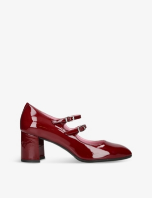 CAREL ALICE DOUBLE-STRAP PATENT-LEATHER MARY JANE HEELS