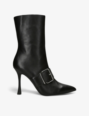 STEVE MADDEN: Banter buckle-embellished leather heeled ankle boots