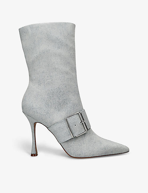 STEVE MADDEN: Banter buckle-embellished woven heeled ankle boots