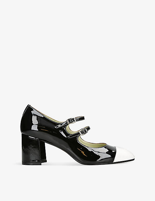 CAREL: Cherry double-strap patent-leather heeled courts