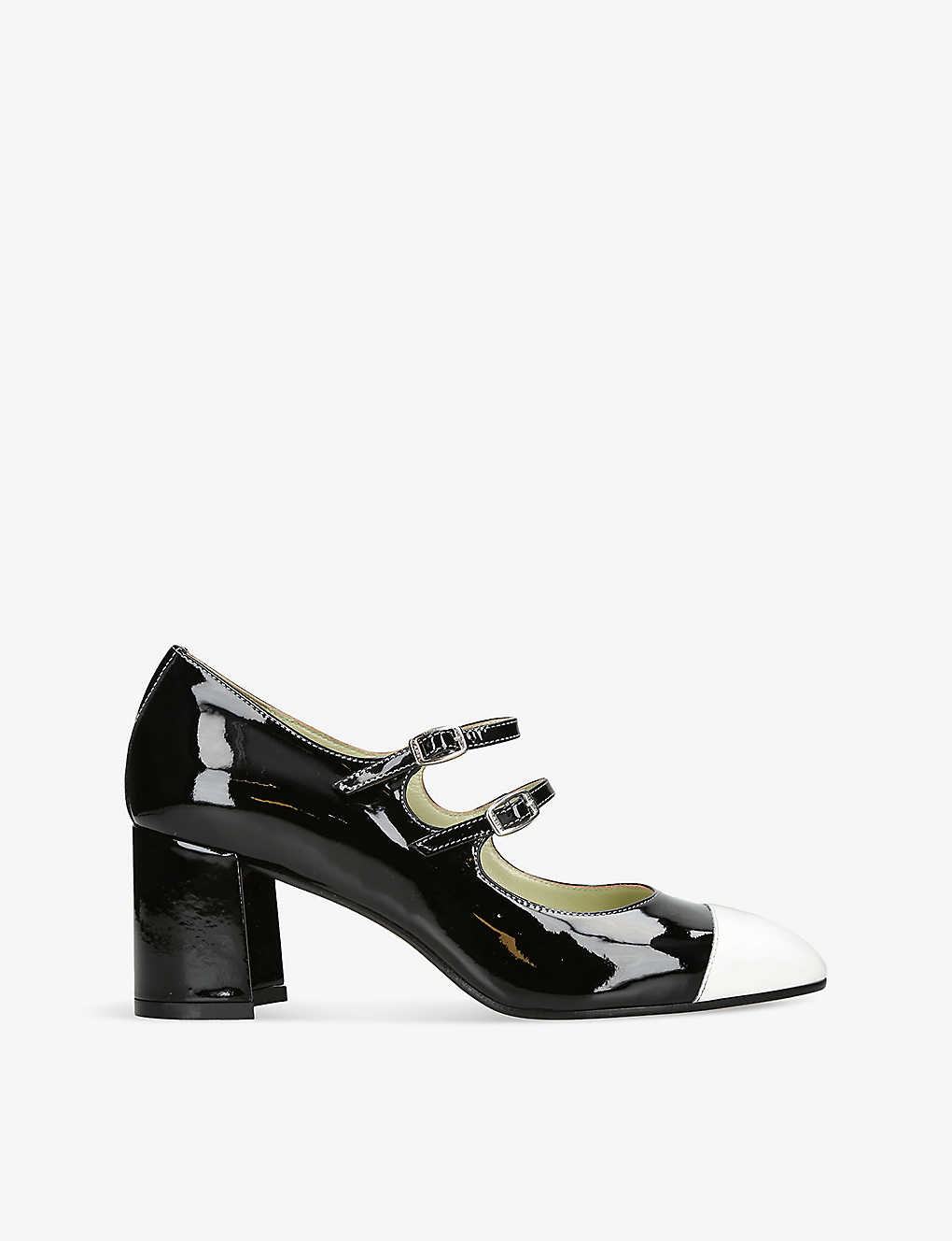 Carel Cherry Double-strap Patent-leather Heeled Courts In Black