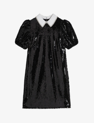 TED BAKER TED BAKER WOMENS BLACK ZARELL SEQUIN-EMBELLISHED STRETCH-WOVEN MINI DRESS