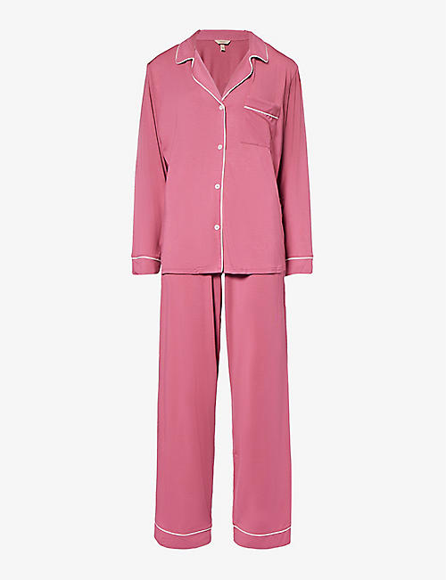 EBERJEY: Gisele piped-trim jersey pyjamas