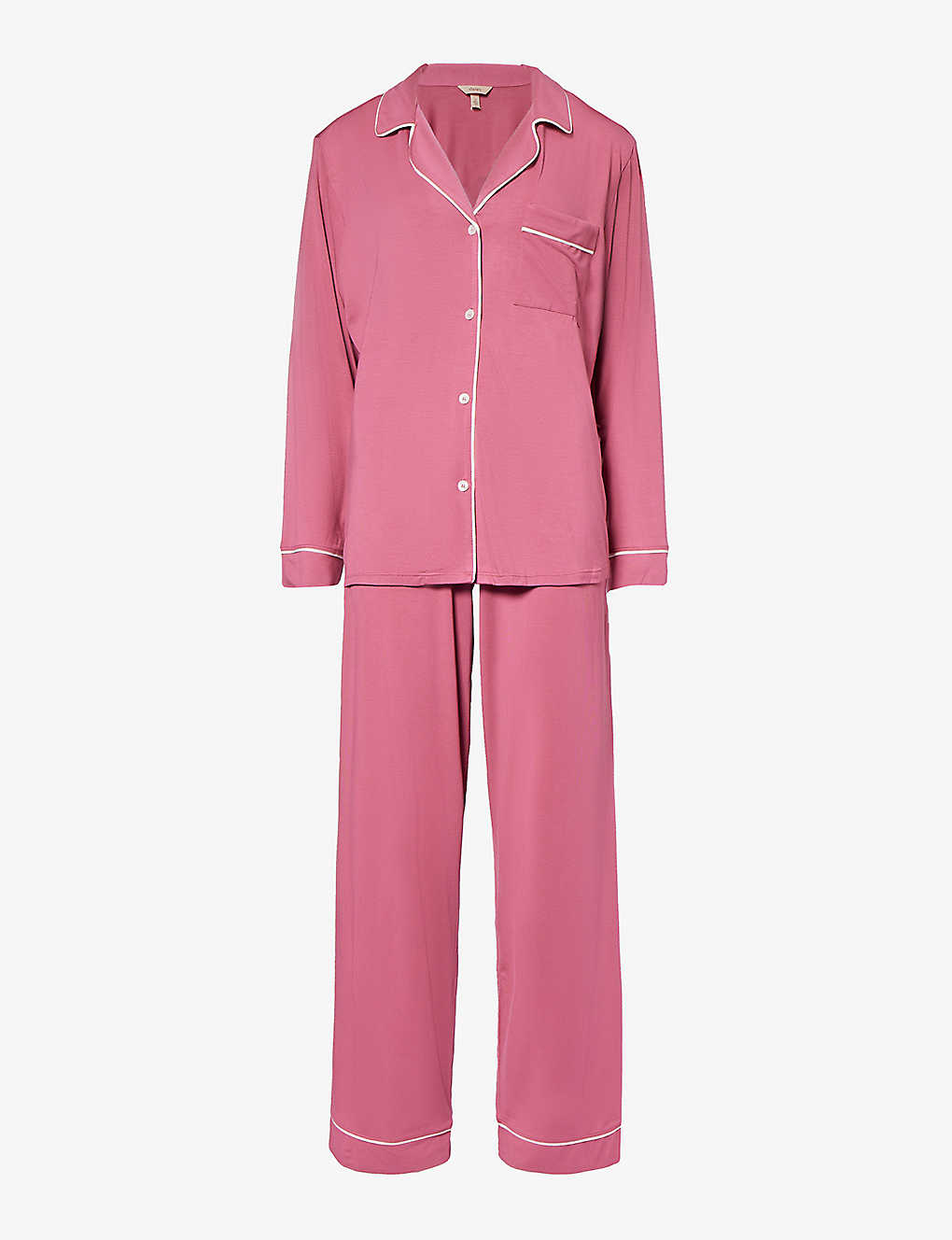 Eberjey Gisele Piped-trim Jersey Pyjamas In Raspberry/ivory