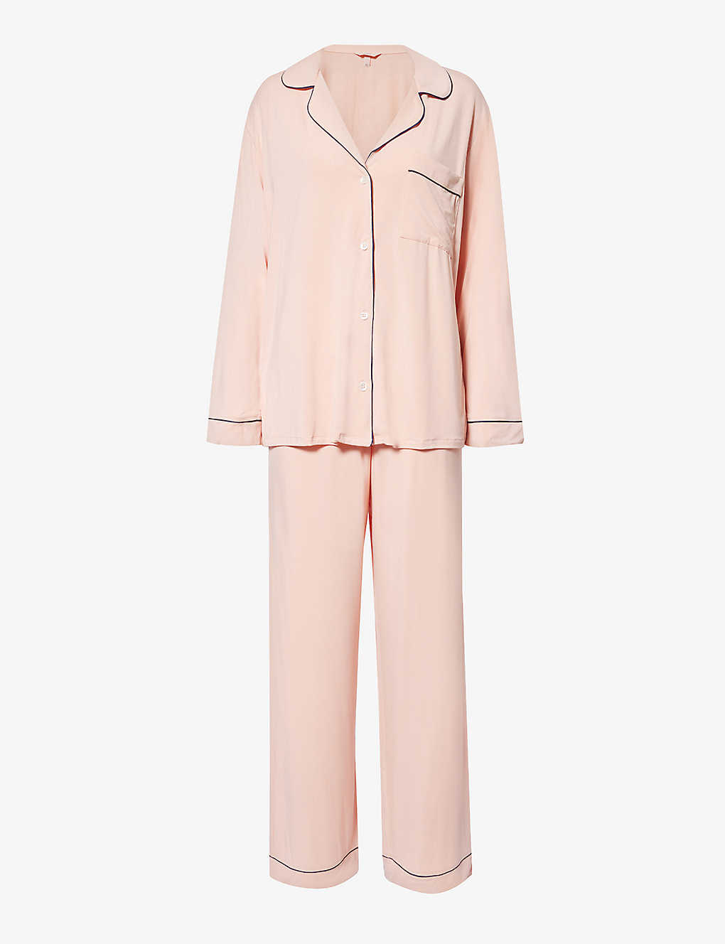 Shop Eberjey Women's Rose Cloud/navy Gisele Piped-trim Jersey Pyjamas