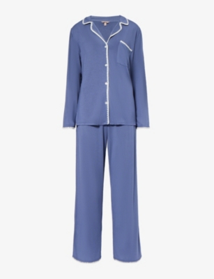 HUGO - Relaxed-fit satin pajamas with contrast piping