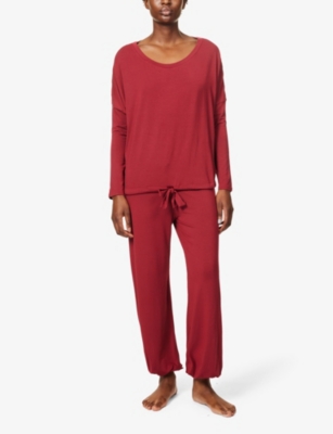 Shop Eberjey Women's Sangria/sangria Gisele Slouchy Relaxed-fit Stretch-jersey Pyjamas In Red