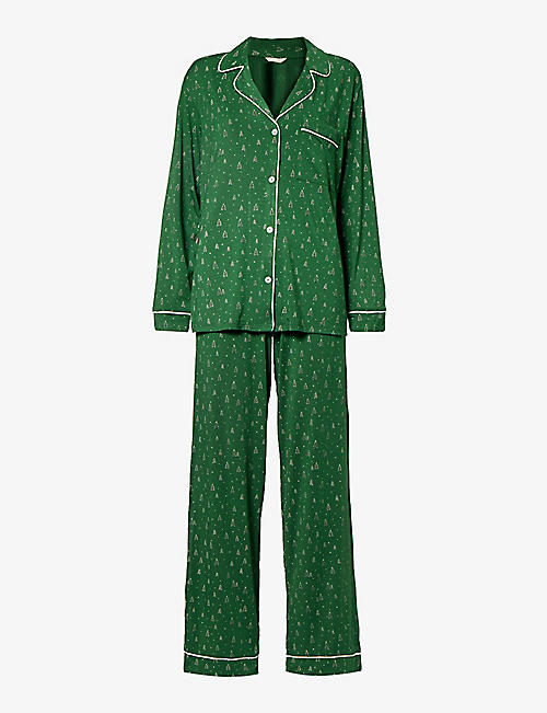 EBERJEY: Gisele patterned stretch-jersey pyjamas