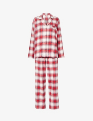 Shop Eberjey Women's Trtan Plaid Haute Red Iv Checked Relaxed-fit Cotton Pyjamas In Multi-coloured