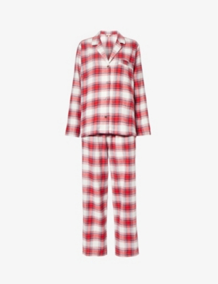 Shop Eberjey Checked Relaxed-fit Cotton Pyjamas In Multi-coloured