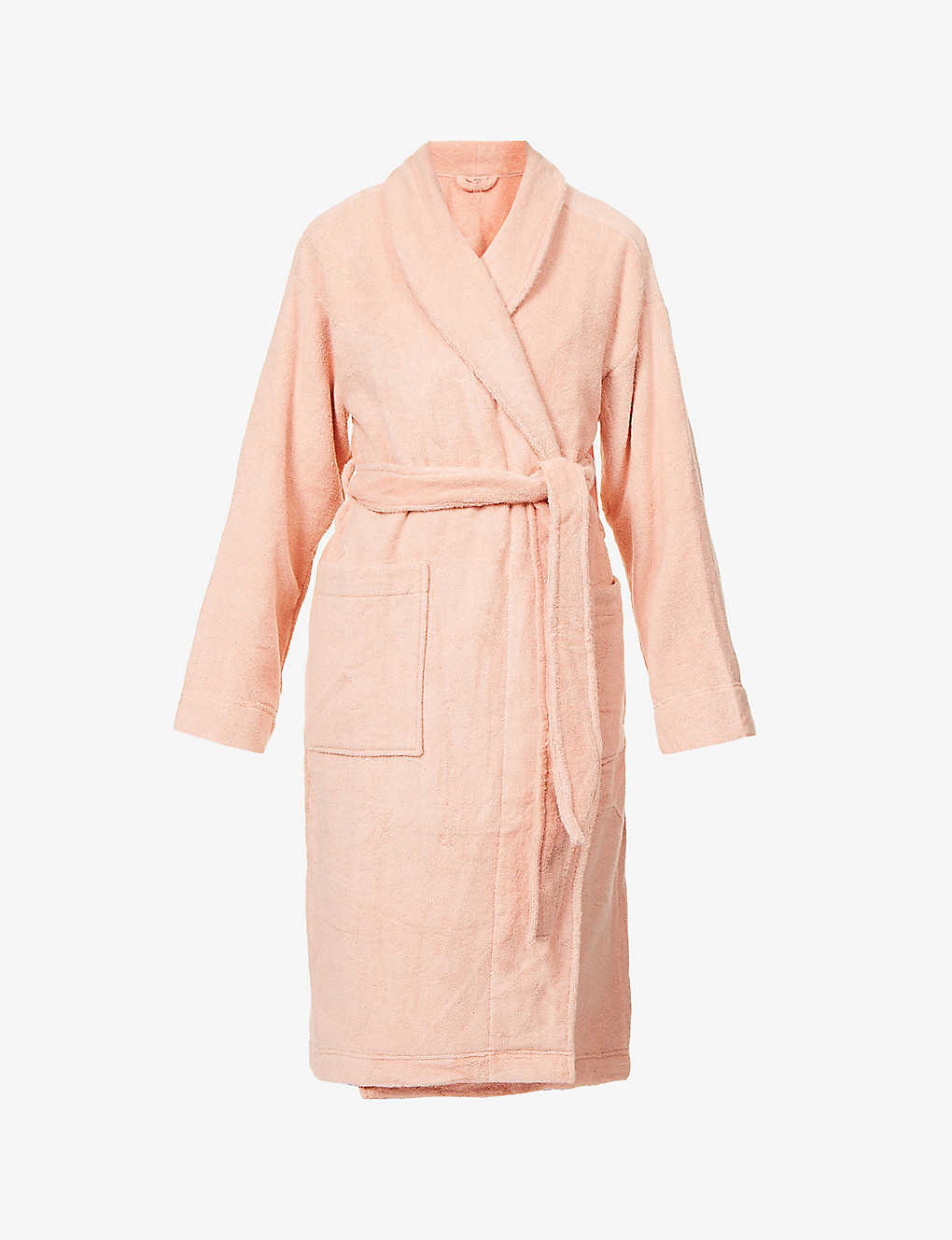 Eberjey Terry Shawl-neck Relaxed-fit Cotton-towelling Dressing Gown In Rose Cloud
