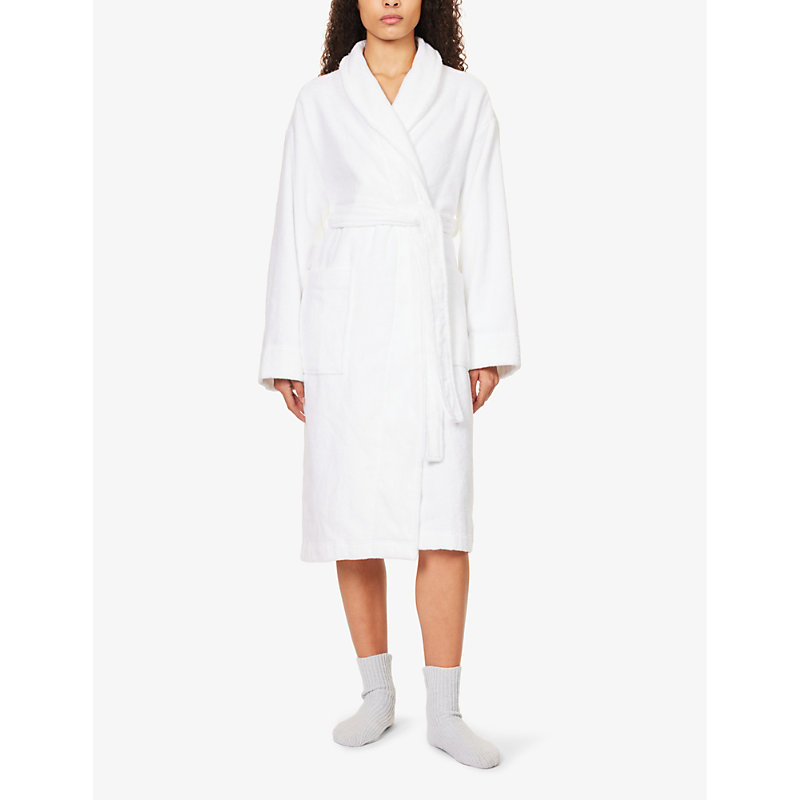 Shop Eberjey Terry Shawl-neck Relaxed-fit Cotton-towelling Robe In White