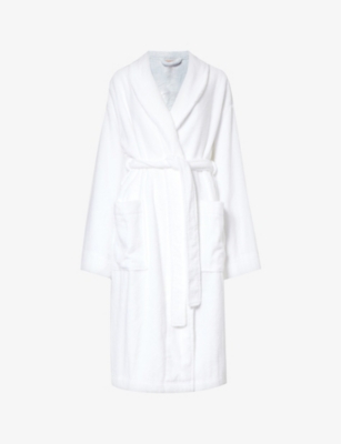 Shop Eberjey Terry Shawl-neck Relaxed-fit Cotton-towelling Robe In White