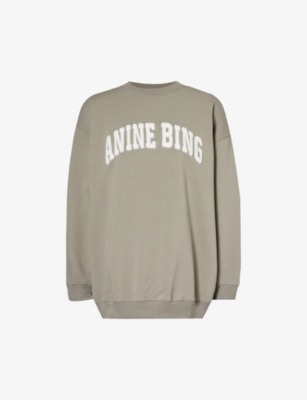 ANINE BING Tyler brand embroidered cotton blend sweatshirt