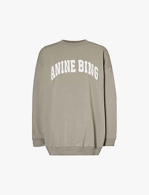ANINE BING: Tyler brand-embroidered cotton-blend sweatshirt