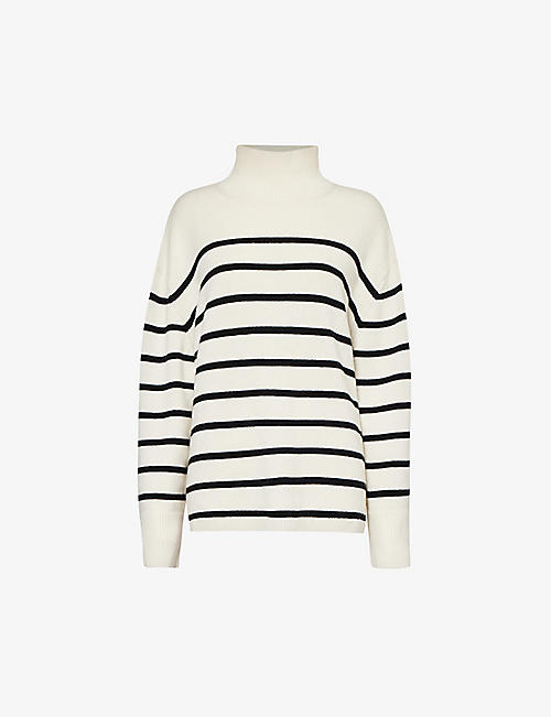 ANINE BING: Courtney striped wool and cashmere-blend knitted jumper