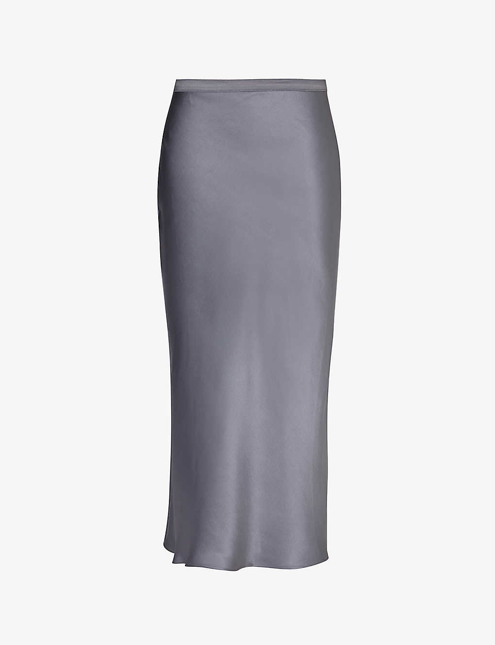 Shop Anine Bing Women's Grey High-rise Silk Maxi Skirt